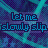 Pixelated text repeats 'let me slowly slip' across a blue and purple background with star shapes
