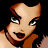 Pixelated cartoon-style image of a woman's face on the left and green text reading "Original Icons .com" on the right, displayed as a contact sheet with two frames side-by-side.