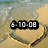 A beach scene with a heart-shaped sand pattern, displaying changing text overlays over time.