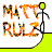 Animated contact sheet of a stick figure performing various actions with 'MATT RUIZ' text on white rounded rectangles against green background.