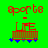 Red pixelated text 'aporte' above a red 'LIFE' sign on a brown train car with blue wheels against green background.