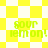 Pixelated yellow and white checkered background with green text reading 'sour lemon!' repeated across the image.