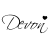 Two side-by-side stylized text icons with 'Devon' written in cursive script, one black and white and the other pink, each topped by a small heart symbol.