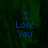 Blue text "I Love You" on a dark green textured background with a white rectangular overlay on the right side.