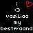 Pixelated buddy icon with black background, white text elements, and a red heart symbol above the left 'i' character.