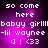 Pixelated text on a purple gradient background with white and pink lettering, showing repeated phrases and emoticons.
