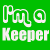 A 4x3 contact sheet of a static animated icon showing repeated text "I'm a Keeper" in various colors on a green background, with each frame displaying different color combinations for the words.