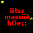 Red text 'iitsz massiie hOe::' on black background with yellow and green stars, animated star positions across frames.