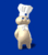 Pixelated character with chef hat and beige body stands against blue background, next to text reading 'POKE ME AND DIE' in dark blue block letters.