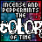 repeated 'Incense and Peppermints The Color Of The' text icons with animated color variations in the lower sections