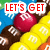 Pixelated image of M&M candies with red text reading 'LET'S GET' on the left and 'CRACKED ON CANDY' on the right.