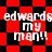 Red and black checkered background with repeated white text 'edwards my man!!' in pixelated font, alternating between solid and blurred states.