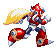 Red and silver armored character with long yellow hair performing a running animation