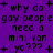 Purple background with black pixelated text reading 'why do gay people need a mini van yo???' repeated in a pattern with slight variations in spacing and character alignment