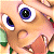 A split-frame animated contact sheet showing a cartoon character's face on the left and green text on a dark background on the right, with visible pixelation and dithering effects.