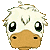 Pixelated cartoon head with white spiky hair, brown beak-like nose, and large black eyes showing three distinct expressions: open-eyed alertness, closed-eye relaxation, and squinted focus.