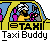 Pixelated taxi-themed buddy icon with yellow cab, blue roof, and driver character in a static frame from an animated contact sheet.