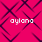 A static image with a bright pink background featuring a repeating dark purple geometric pattern and four instances of the text 'aylana' in white pixelated font.