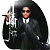 A 50x50 pixel animated buddy icon featuring a character in a black suit holding a silver gun, with green text reading "Original Icons .com" on the right side of the contact sheet.