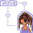 Pixel art character with brown braided hair and blue eyes, wearing a light purple sleeveless top against a gray background.