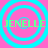 Four identical cyan concentric circles on a pink background with green text "JENELLE" overlaid on each circle.
