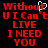 Red pixelated text on black background with a white cursor icon over the 't' in 'Without', repeating across two identical