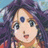Pixelated static image of a female anime character with long dark hair and blue eyes, wearing a yellow top against a light background.