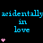 A static digital image displays repeated text and heart symbols on a black background with cyan and pink elements.