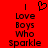 Red background with black pixelated text reading 'I Love Boys Who Sparkle' and a heart symbol above the text.
