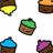 Pixelated icon shows a person holding a glowing sword, with cupcake-shaped icons in the background.