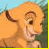 Animated sequence of a cartoon lion cub with orange fur and brown mane stripe, smiling against blue sky background.