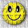 Four yellow pixelated smiley faces on gray background with varying expressions including open eyes, winking, and green tongue.