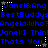 Blue text on black background with repeating phrases and star symbols, animated by star position changes.