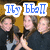 A static image shows a group of people in dark clothing with text overlays changing from "My bball girl rock" to "my rock!".