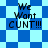 Four identical pixelated text on blue and light-blue backgrounds with varying geometric patterns