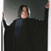 Animated sequence of a person in black robes with long dark hair, showing multiple poses against plain backgrounds.