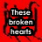 Four- with red and dark blue backgrounds, white text on black bars, and a central blue flower-like shape