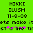 Green background displays repeated text and pixelated elements including 'NIKKI', 'ILUSM', '11-8-08', and partial phrases with pink star-like symbols.