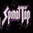 Pixelated 'SpoonTop' text in stylized purple and white lettering with sharp angular edges, displayed against black background on left and white background on right.