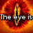 A four- of fiery orange-red circular backgrounds with a central vertical slit, displaying text that reads "The eye is always watching"