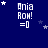 Blue background with white text 'Ania Ron! =0' repeated in a , stars scattered across the background, some stars move position across frames