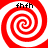 Four identical red and white spiral patterns arranged in a , each with black text 'fhfh' at the top