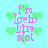 Pixelated cyan background with green hearts and pink text reading "I'm Love to him a lot" in four repeated sections.