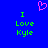 Blue background with green text reading "I Love Kyle" on both sides and a pink pixelated heart above center.