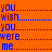 A static digital image with blue text on an orange background, displaying repeated phrases in a pattern