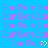Blue background with repeated pink 'Dan Dan Dar' text and white pixelated hearts, some of which change from question marks to hearts.