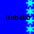 Blue background with four instances of the name 'Isabella' in black text and vertical of light blue star shapes