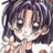 Pixelated anime-style character with dark hair and large eyes on left, next to black background with white text "Anime IM" and signature "cOw" on right.