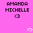 Pixelated text 'AMANDA MICHELLE' with heart symbol '<3' on pink background, repeated in pattern with white hearts