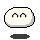 Two pixelated oval shapes with black outlines and gray shadows, each displaying a simple face expression; the right shape has an additional blue vertical element.